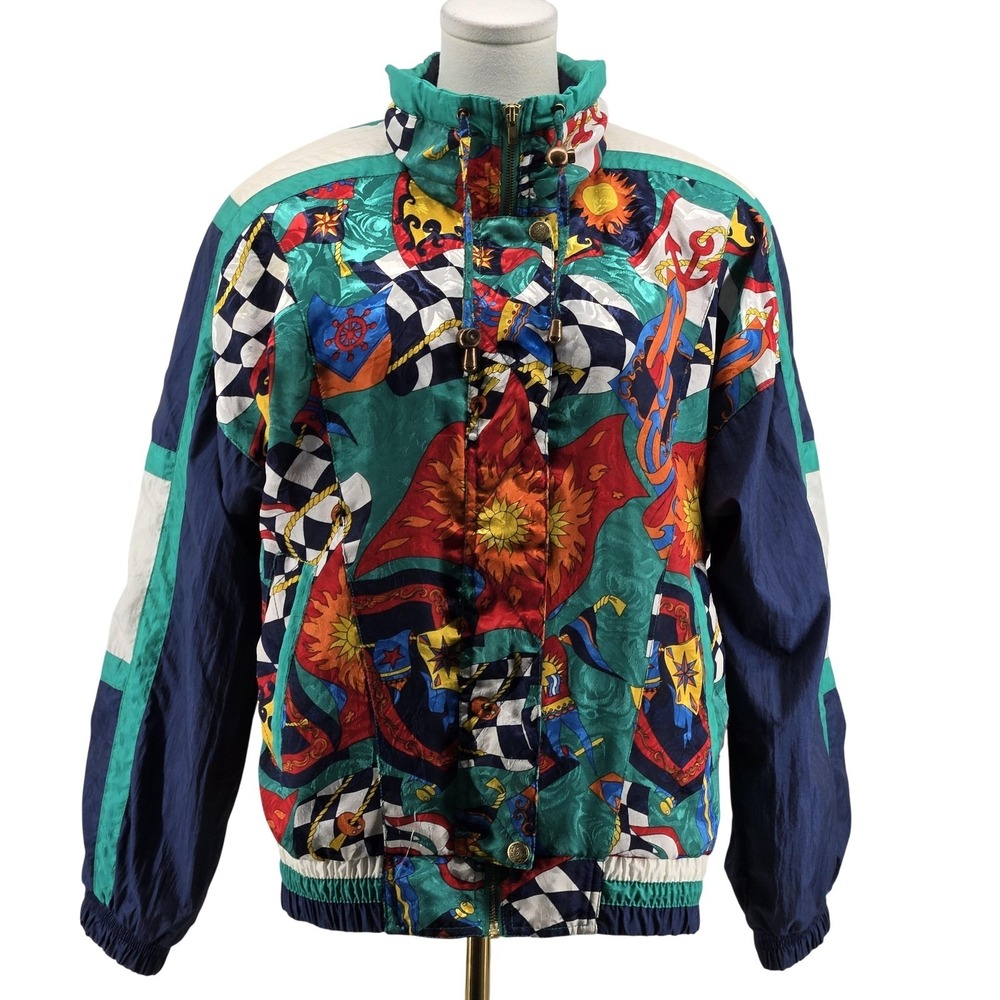 River Edge Jacket Mens M Multicolor Windbreaker Lined Full‎ Zip Taffeta